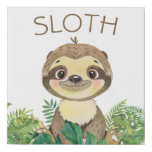 Pépinière Baby Sloth Faux Canvas Imprimer