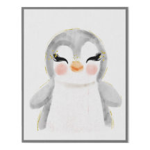 Pépinière d'aquarelle de pingouin mignonne