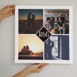 Imitation Canevas Personnalisé 4 Photo Monogramme noir<br><div class="desc">Noir et blanc - Personnalisé 4 Photo Monogram keepsaké mur - Faux Wrapped Canvas Imprimer de Ricaso - ajoutez vos propres photos et texte monogrammé - photo collage cadeaux</div>