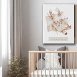 Imitation Canevas Petite crèche de cerfs personnalisée<br><div class="desc">Un mignon cerf dormant peint à l'aquarelle avec le nom du bébé sous et la date de naissance. Un cadeau parfait en pépinière pour garçon ou fille. Impression de toile Faux.</div>