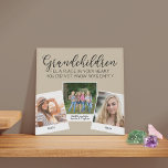 Imitation Canevas Petits-enfants 3 Photo Collage et légende Beige<br><div class="desc">Impression sur toile personnalisée pour grands-parents ou petits-enfants. La citation dit "petits-enfants remplissent une place dans votre coeur que vous ne saviez pas vide" et est écrit avec élégante calligraphie et typographie majuscule. Le modèle photo est configuré pour ajouter 3 de vos photos préférées, qui sont affichées dans un simple...</div>