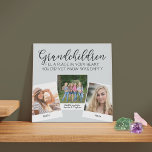 Imitation Canevas Petits-enfants 3 Photo Collage et légende Gris<br><div class="desc">Impression sur toile personnalisée pour grands-parents ou petits-enfants. La citation dit "petits-enfants remplissent une place dans votre coeur que vous ne saviez pas vide" et est écrit avec élégante calligraphie et typographie majuscule. Le modèle photo est configuré pour ajouter 3 de vos photos préférées, qui sont affichées dans un simple...</div>