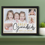 Imitation Canevas Petits-enfants Grands-parents Citation de vie 4 Ph<br><div class="desc">Un collage photo moderne cadeau pour grands-parents avec une citation sentimentale "Les petits-enfants font la vie grand".Personnalisez avec 4 photos et noms de petits-enfants pour en faire un cadeau mémorable pour la fête de la mère de Noël,  le jour des grands-parents,  et anniversaire..</div>