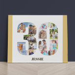 Imitation Canevas Photo Collage Numéro 30 Neutre 30e anniversaire<br><div class="desc">Créez votre propre cadeau photo personnalisé pour un 30e anniversaire. Ce collage photo soigné est en forme du numéro 30 sur un arrière - plan blanc avec des bordures de sable beige neutre / jaune muet. Le collage peut contenir 14 photos et le modèle est prêt pour vous à ajouter...</div>