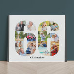 Imitation Canevas Photo Collage Numéro 66 Custom 66th Birthday<br><div class="desc">Créez votre propre cadeau photo personnalisé pour un 66e anniversaire. Ce collage photo soigné est en forme de numéro 66 sur un arrière - plan blanc avec des bordures gris charbon. Le collage peut contenir 14 photos et le modèle est prêt pour vous à ajouter vos photos préférées. Vous pouvez...</div>