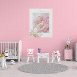 Imitation Canevas Photo personnalisée Bébé Fille Rose Lapin Floral<br><div class="desc">Un lapin lapin de lapin à l'aquarelle douce dans un panier accentuez votre photo préférée pour cette adorable toile de faux mur. Des fleurs douces aux couleurs pastel tout autour. Idéal pour la garderie de bébé ou tout décor de chambre à domicile.</div>