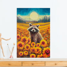 Raton laveur dans un champ de tournesols Impressio