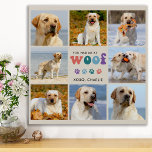 Imitation Canevas Retro Vous M'Avez Eu WOOF Custom 8 Photo Collage C<br><div class="desc">Voici notre toile "You Had Me at WOOF", l'ajout parfait à tout amoureux des chiens chez soi. Cette toile de chien présente un design moderne rétro et mignon, avec un espace pouvant accueillir jusqu'à 8 photos de votre animal de compagnie bien-aimé. C'est une excellente façon de présenter votre ami furry...</div>