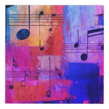 Rouge, bleu et jaune abstraits avec des notes de m