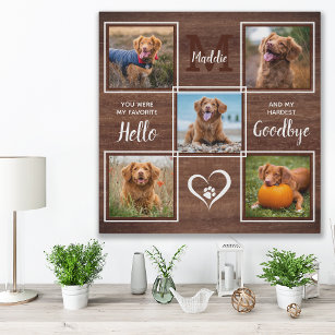 Imitation Canevas Rustic Pet Memorial Personnalisé Photo Collage