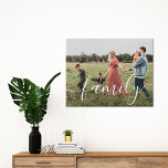 Imitation Canevas Simple script moderne Photo de famille personnalis<br><div class="desc">Créez votre propre décor familial personnalisé. Ajoutez simplement votre propre photo personnalisée.</div>
