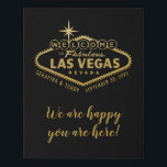 Imitation Canevas Végas Mariage Bienvenue Faux Canvas<br><div class="desc">Bienvenue à Fabulous Las Vegas Personnalisé Faux Canvas Wrap Signe avec vos noms et date mariage intégré dans le célèbre panneau de Las Vegas Strip, avec "Nous sommes si heureux que vous êtes ici" libellé modifiable en faux or et texte de script noir. Modifiez la couleur et les polices de...</div>