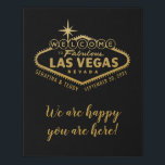 Imitation Canevas Végas Mariage Bienvenue Faux Canvas<br><div class="desc">Bienvenue à Fabulous Las Vegas Personnalisé Faux Canvas Wrap Signe avec vos noms et date mariage intégré dans le célèbre panneau de Las Vegas Strip, avec "Nous sommes si heureux que vous êtes ici" libellé modifiable en faux or et texte de script noir. Modifiez la couleur et les polices de...</div>