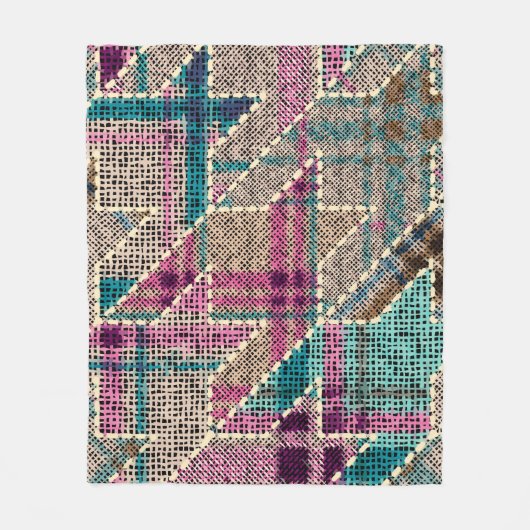 Imitation of indian patchwork pattern with texture fleece deken (Voorkant)
