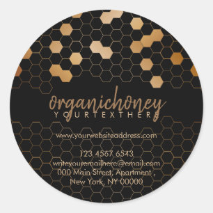 Imker honingpot bijenwas kaars gouden honingraat ronde sticker