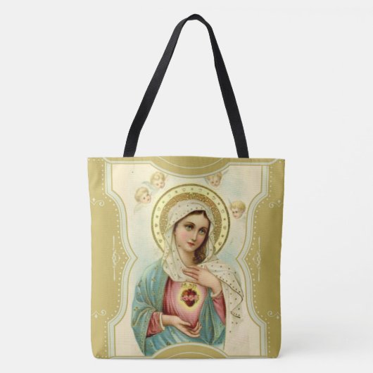  immaculair hart van Mary w/cherubs Tote Bag (Voorkant)