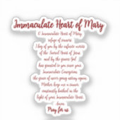 Immaculate Heart Prayer Vinyl Sticker (Recto)