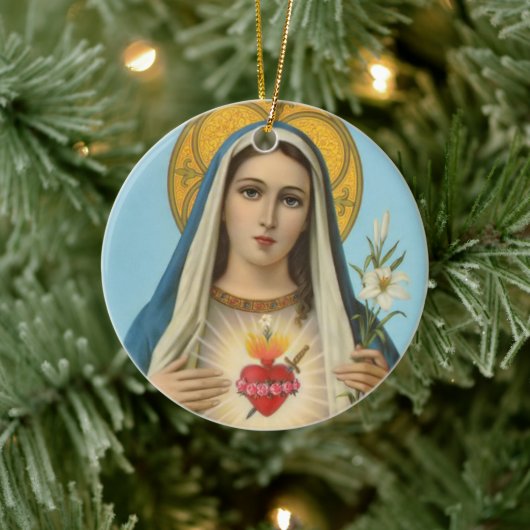Immaculate Heart van Mary Our Lady Keramisch Ornament (Boom)