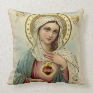 Immaculate Heart Virgin Mary Angels Clouds Kussen