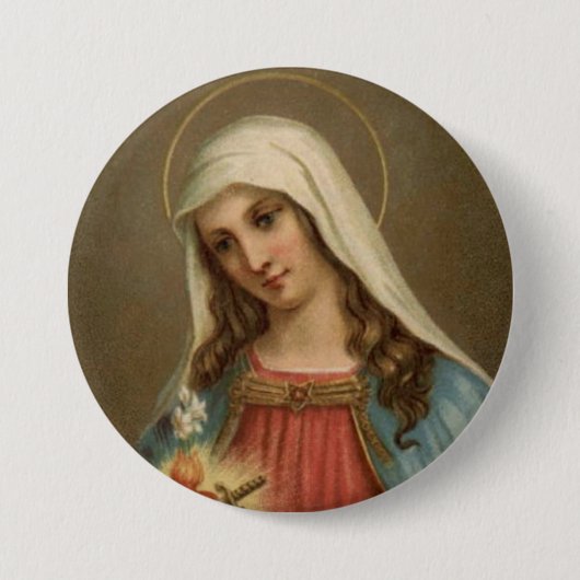 Immaculate Heart Virgin Mary Large 3-inch Button (Voorkant)