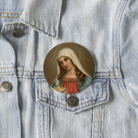 Immaculate Heart Virgin Mary Large 3-inch Button (In situ)