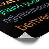IMMENSE Bienvenue en 80 langues NOIR Poster -5tail (Coin)