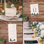 Immergroene Berg Mist Rustieke Winter Witte Grijs Cadeaulabel