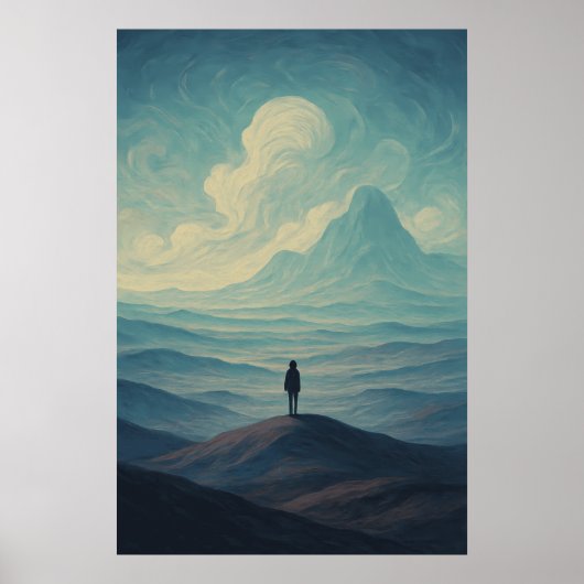 Immersive Dreamscape of Solitude | Surreal Mountai Poster (Voorkant)