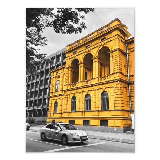 Immeuble de ville jaune Photographie minimaliste (Devant)