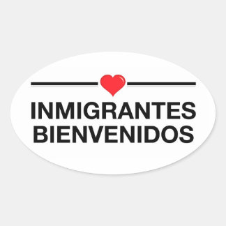 immigranten bienvenidos immigranten welkom ovale sticker