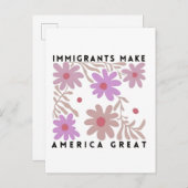 Immigranten maken Amerika Groot Bloemstuk Anti-Tru Aankondigingskaart (Voorkant / Achterkant)