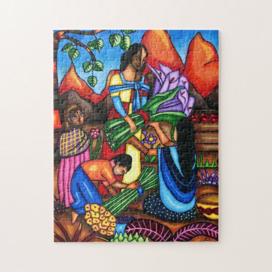 Immigrerende landbouwers kleurrijke Abstracte oors Legpuzzel (Verticaal)