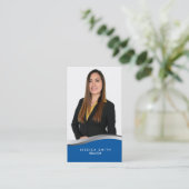 Immobilier carte de visite bleu et argent swoosh (Debout devant)