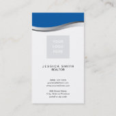 Immobilier carte de visite bleu et argent swoosh (Dos)