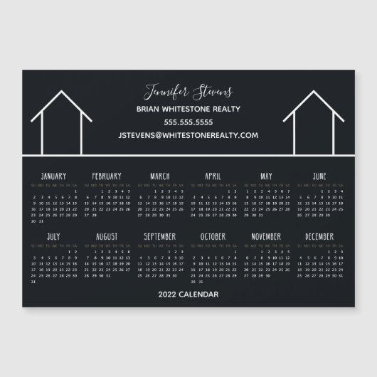 Immobilier Entreprise Noir 2022 Calendrier Magnet (Devant)