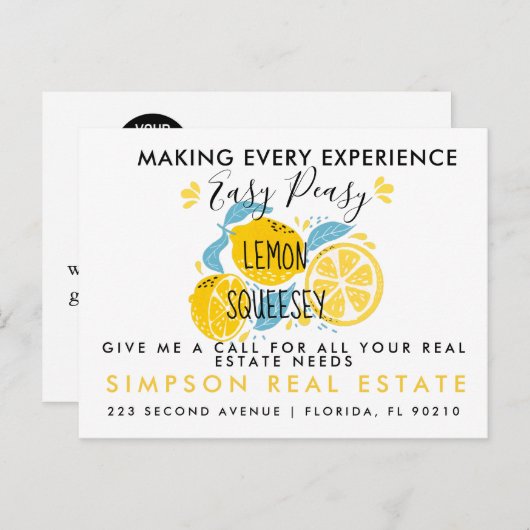 immobilier LEMON références Faire-part Carte posta (Devant / Derrière)