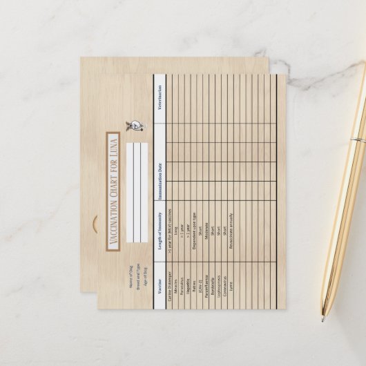 Immunisatiekaart Houten achtergrond (Voorkant / Achterkant in situ)