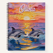 Impasto Dolphins and Ocean Waves   Notitieboek (Voorkant)