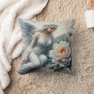 Impasto Faux Relief Angel Art Jeter Oreiller