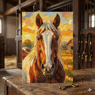 Impasto Paard en Verjaardagsgedicht Kaart