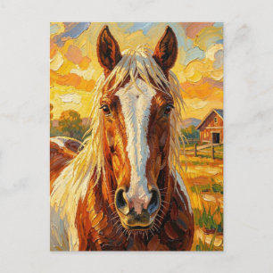 Impasto Paard op een Boerderij Contact Houden Briefkaart