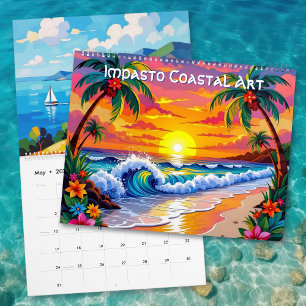 Impasto stijl kustkunst kalender