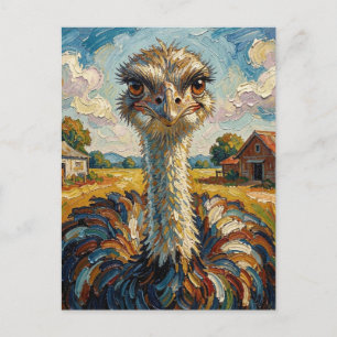 Impasto Struisvogel op een Ranch Contact houden Briefkaart