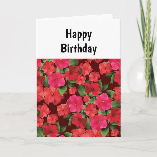 Impatiens Fleurs Carte d'Anniversaire (Devant)