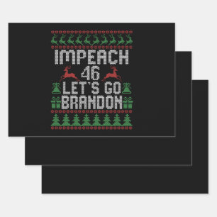 Impeach 46 Let's Go Brandon Lelijke Kerst Trui Inpakpapier Vel