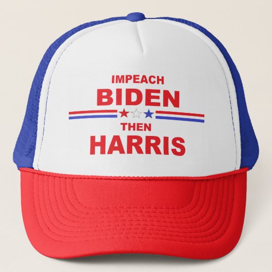 Impeach Biden en Harris Trucker Pet (Voorkant)