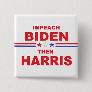 Impeach Biden en Harris Vierkante Button 5,1 Cm