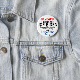 Impeach Democrat President Biden Onbekwaam Ronde Button 5,7 Cm