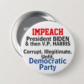 Impeach Democraten Biden Harris Ronde Button 7,6 Cm (Voorkant /achterkant)