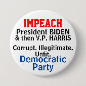 Impeach Democraten Biden Harris Ronde Button 7,6 Cm (Voorkant)